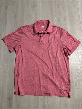 🔥BUNDLESALE Men's L Flag & Anthem Heathered Red Pink Performance Polo Shirt